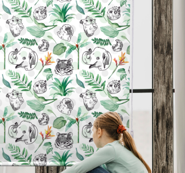 Gröna djungeldjur Rrullgardin barn - Tenstickers