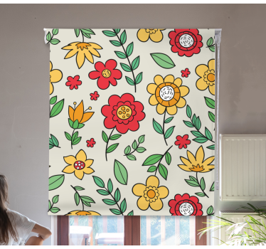 Levande färgglada mönster Rullgardin blommig - Tenstickers