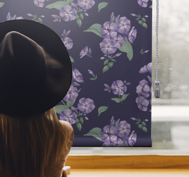 Lila blomma köksgardin - Tenstickers