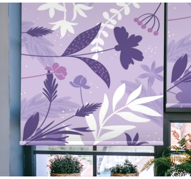 Lila blommönster blomma rullgardin - Tenstickers