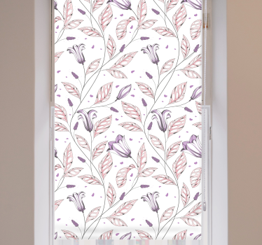 Lila eleganta tulpaner mönster blommor och växt rullgardin - Tenstickers