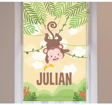 Liten apa på gren barn rullgardin - Tenstickers