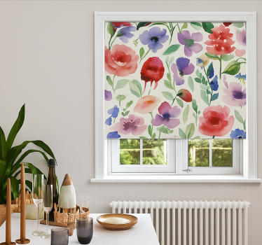 Livfulla akvarellblommor Rullgardin vardagsrum - Tenstickers