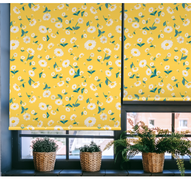Ljusgula blommor köksfönster rullgardiner - Tenstickers