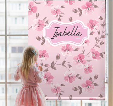 Ljusrosa tappningblommor personliga rullgardiner - Tenstickers