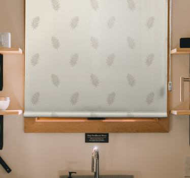 Lövrankor i nordisk stil i beige nordisk rullgardin - Tenstickers