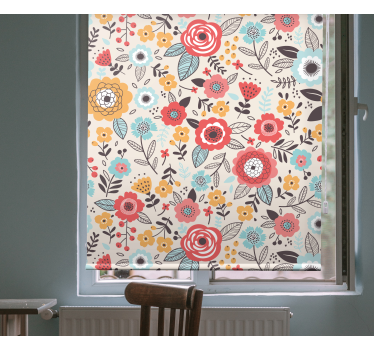 Målade färgglada mönster blomma rullgardin - Tenstickers