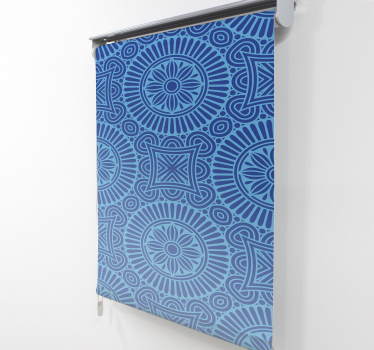 Mandala blå toner vardagsrum rullgardin - Tenstickers