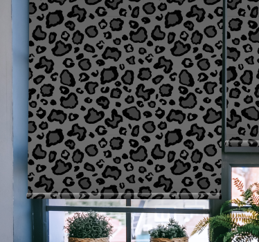 Mörkgrå och svart leopardmönster djurRullgardin - Tenstickers