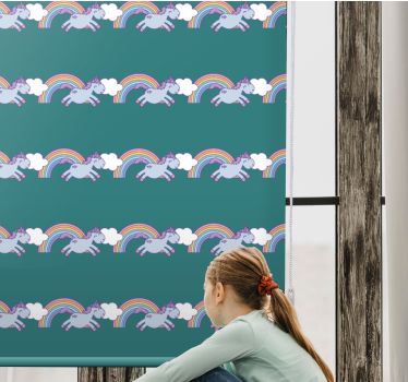 Springande enhörningar och regnbågar Rrullgardin barn - Tenstickers