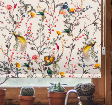 Naturalistisk blommig design blomrullgardin - Tenstickers