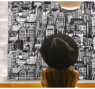 New york skyline återspeglas rullgardin konst - Tenstickers