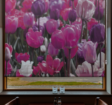 Olika rosa tulpaner blomma rullgardin - Tenstickers