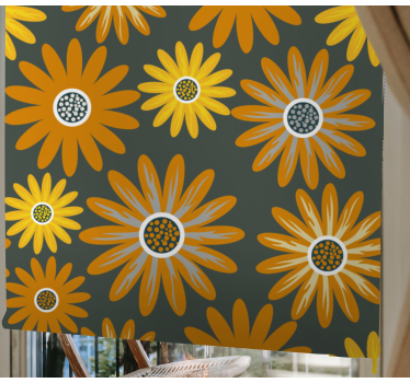 Orange daisy blommor blomma rullgardin - Tenstickers
