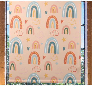 Orange doodle rainbow kids rullgardin - Tenstickers