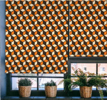 Orange retro mönster mer vintage rullgardin - Tenstickers