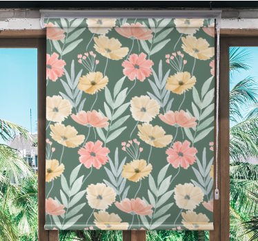 Original vattenfärg blommönster badrumsfönster - Tenstickers