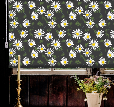 Realistiska prästkragar blommor och växt rullgardin - Tenstickers