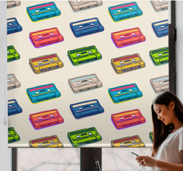 Retro multicored kassettmönster mer vintage rullgardin - Tenstickers