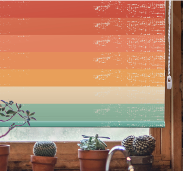 Retro randig regnbåge vintage rullgardin - Tenstickers
