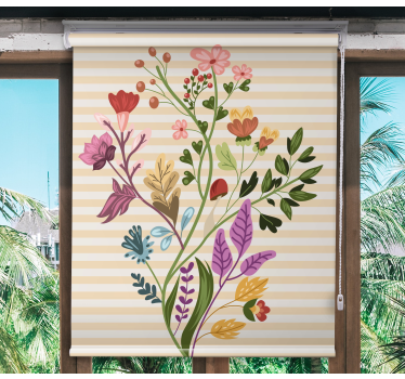 Ritad blombukett blomma rullgardin - Tenstickers