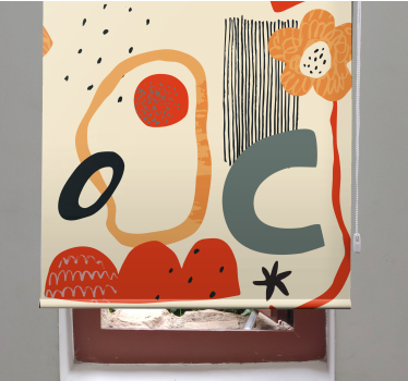 Röd och orange collage abstraktion rullgardin konst - Tenstickers