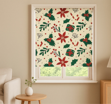 Röda ornament skog Rullgardin vardagsrum - Tenstickers