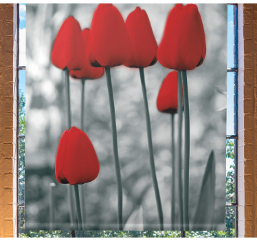 Röda tulpaner färgglada blomma rullgardin - Tenstickers
