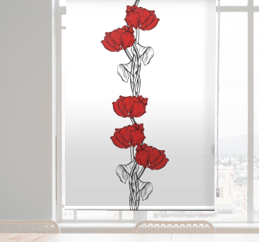 Röda vertikala tulpaner mönster blommor och växt rullgardin - Tenstickers