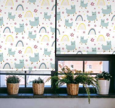 Roliga får enhörningar mönster barn rullgardin - Tenstickers