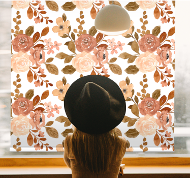 Romantiskt beige mönster Rullgardin blommig - Tenstickers