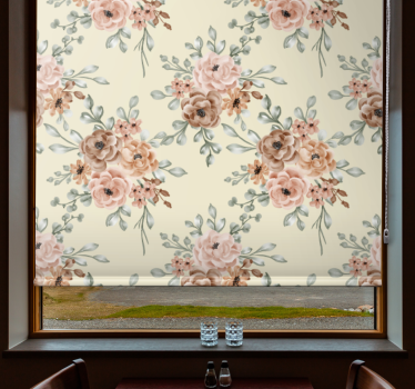 Romantiska stora oljemålning rosor blommor och växt rullgardin - Tenstickers