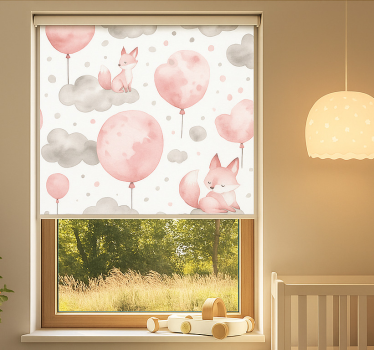 Pastellfärgade ballonger och moln Rrullgardin barn - Tenstickers