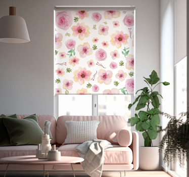 Rosa blommor mönster rullgardin - Tenstickers