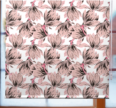 Rosa målade magnolior blomrullgardin - Tenstickers