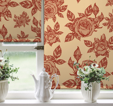 Rosa spetsdesign vardagsrum rullgardin - Tenstickers