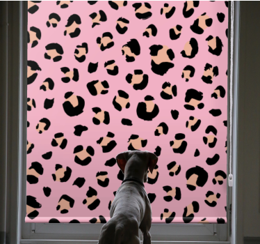 Rosa tecknad leopardmönster barn rullgardin - Tenstickers