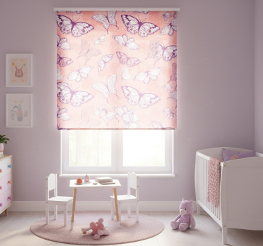 Rrullgardin barn lila och rosa lagerfjärilar - Tenstickers