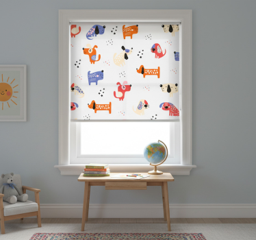 Rrullgardin barn med illustrerade hundar - Tenstickers