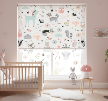 Rrullgardin barn nordisk stil rosa skog - Tenstickers