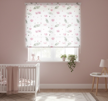 Rrullgardin barn rosa minimalistiska små blommor - Tenstickers
