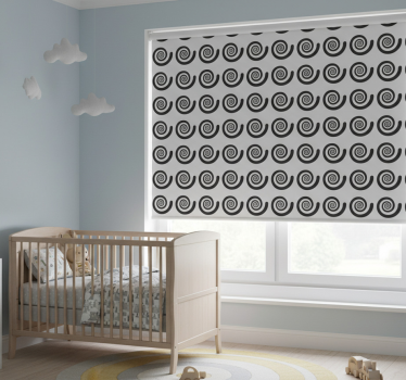 Rrullgardin barn svart och vit hypnotisk retro spiral - Tenstickers