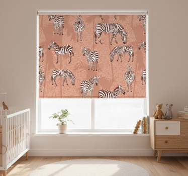 Rrullgardin barn zebra och palmer brun - Tenstickers