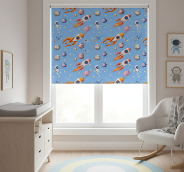 Rullgardin barn akvarell baby rymdmönster - Tenstickers