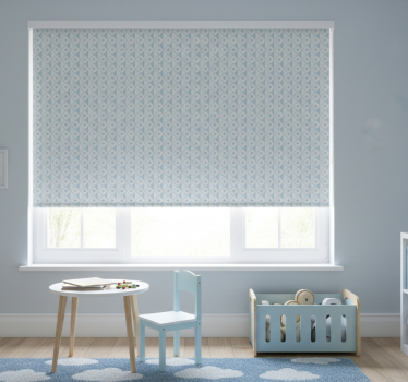 Rullgardin barn blå och vita romber design - Tenstickers