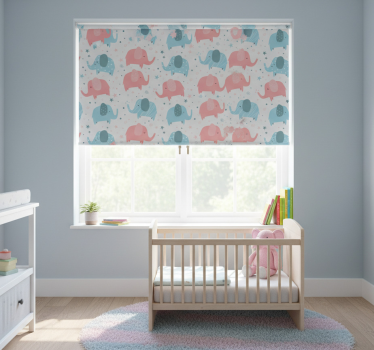 Rullgardin barn elefant rosa och blå - Tenstickers