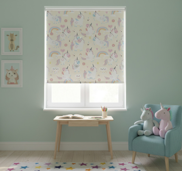 Rullgardin barn med fantasifull unicorn - Tenstickers