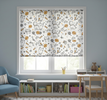 Rullgardin barn husdjur katt och hund doodle stil - Tenstickers