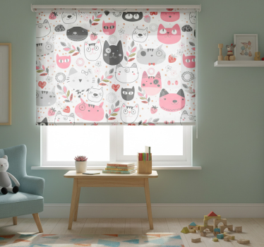 Rullgardin barn med illustrerade katter - Tenstickers