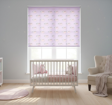 Rullgardin barn mönster av söta unicorns i pastell rosa - Tenstickers